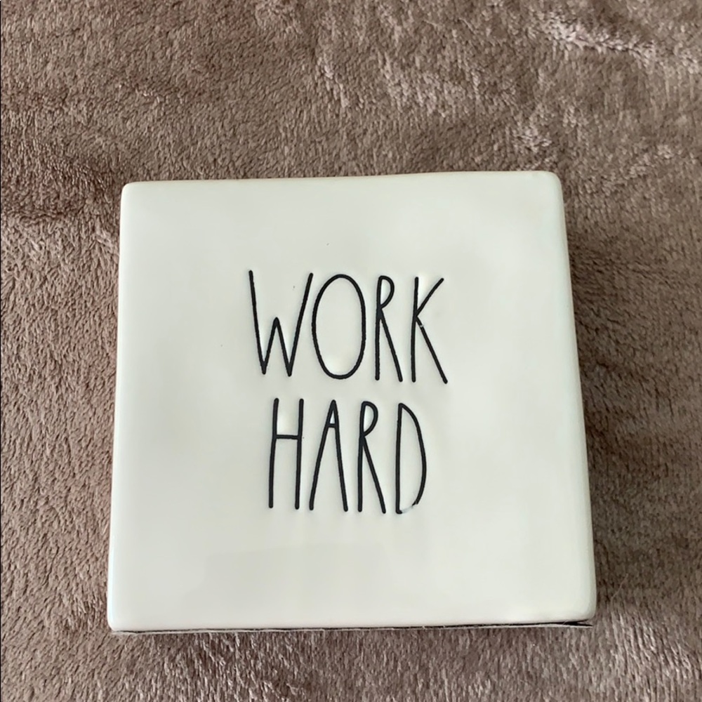 Rae Dunn “Play Hard” or “Work Hard” glass Sign